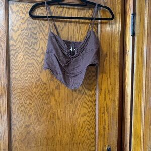Reformation Brown Linene Crop Top